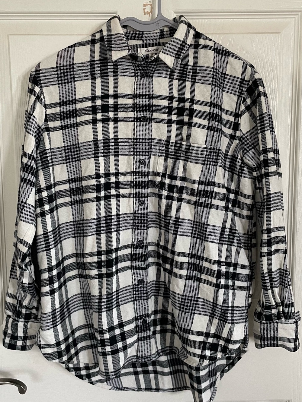Madewell 100% Cotton White and Black Plaid Flannel size XS